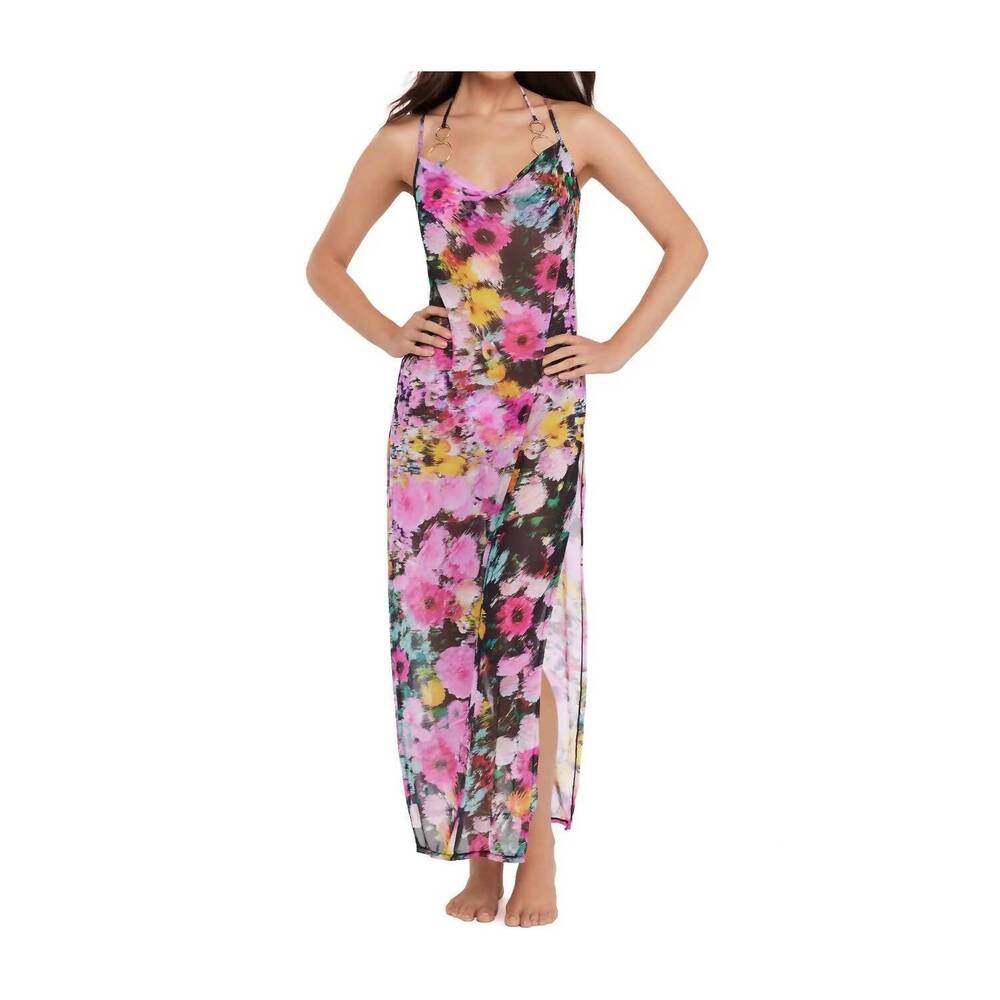 NEW STEVE MADDEN mesh cowl neck maxi dress in dazy fields